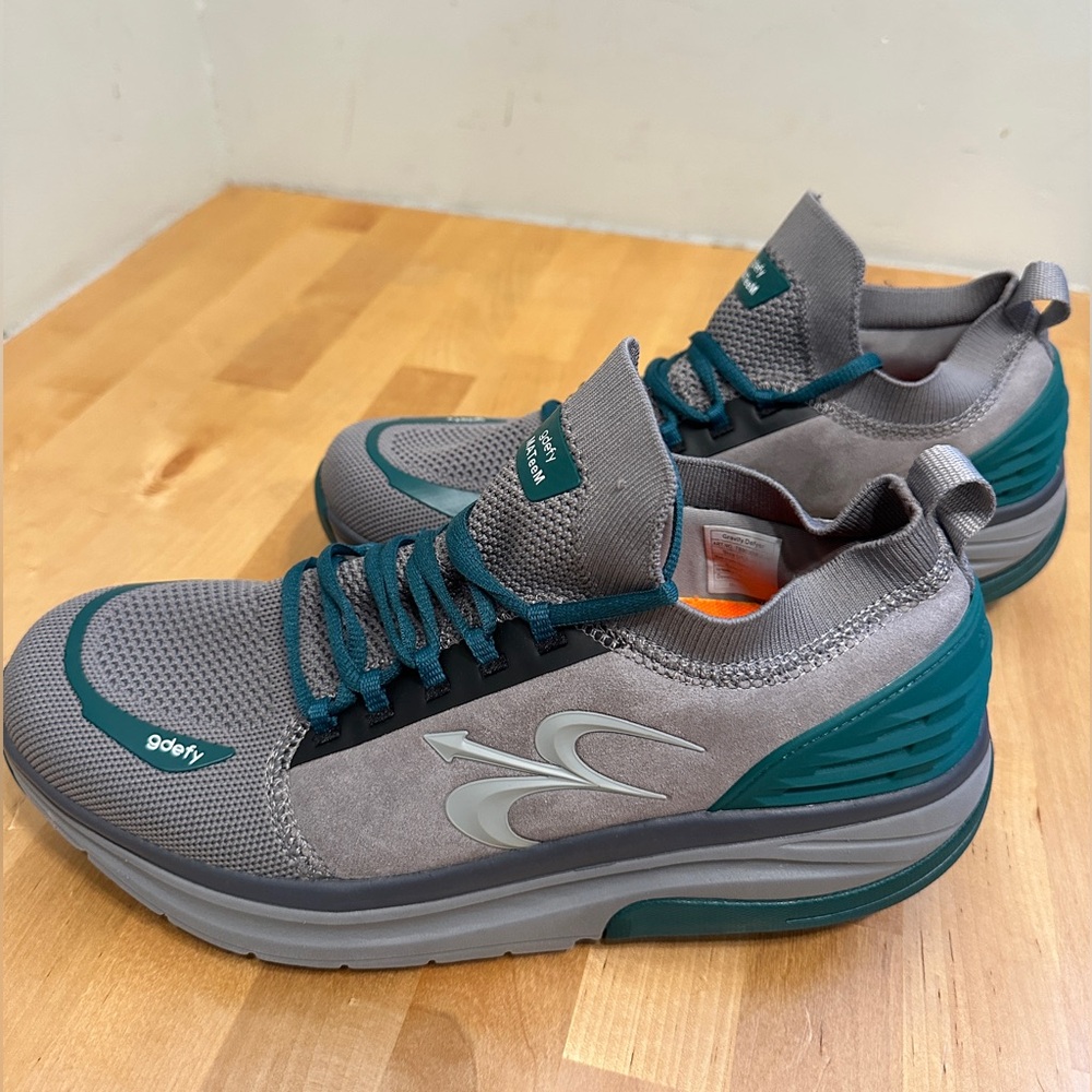 Gdefy MAteem shoes , Gravity Defyer . Gray and Teal Athletic Sneakers